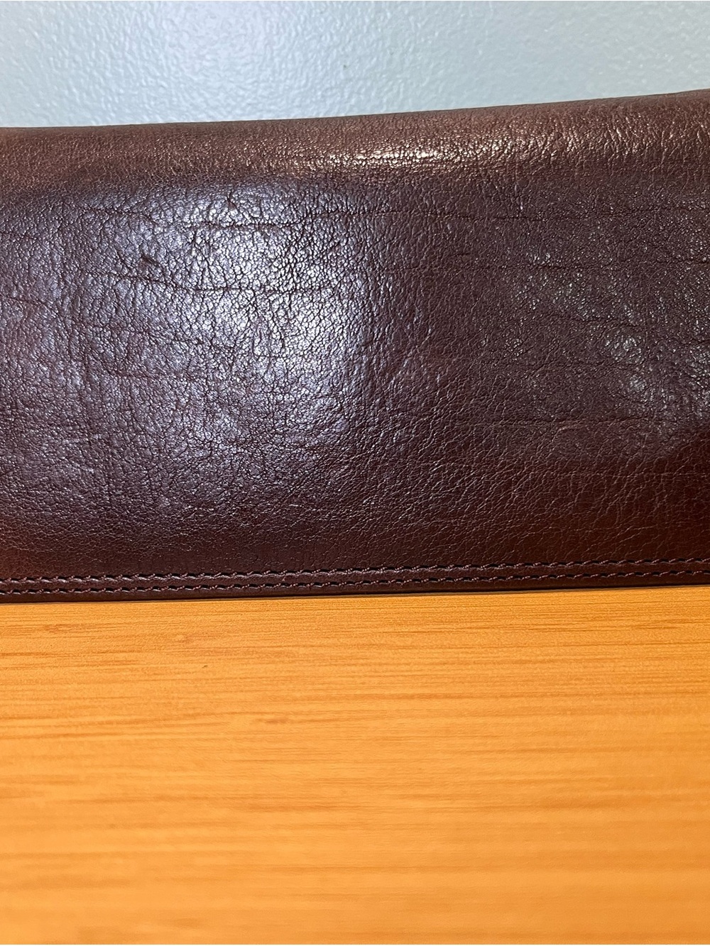 Men's Leather Long Wallet - Dark Brown